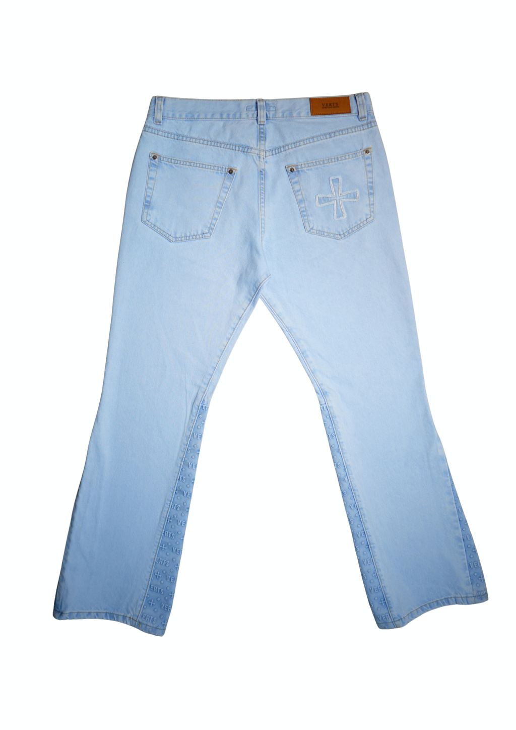 Flared Jeans Ice, Rückansicht mit umgenähtem Saum